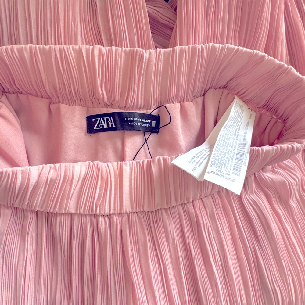 ZARA Wide Leg Palazzo Pants Blush Pink Size Small - Picture 3 of 6